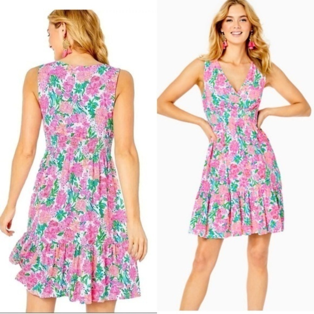 Lilly Pulitzer Vivette Dress in Resort White Thats What I Herd Floral